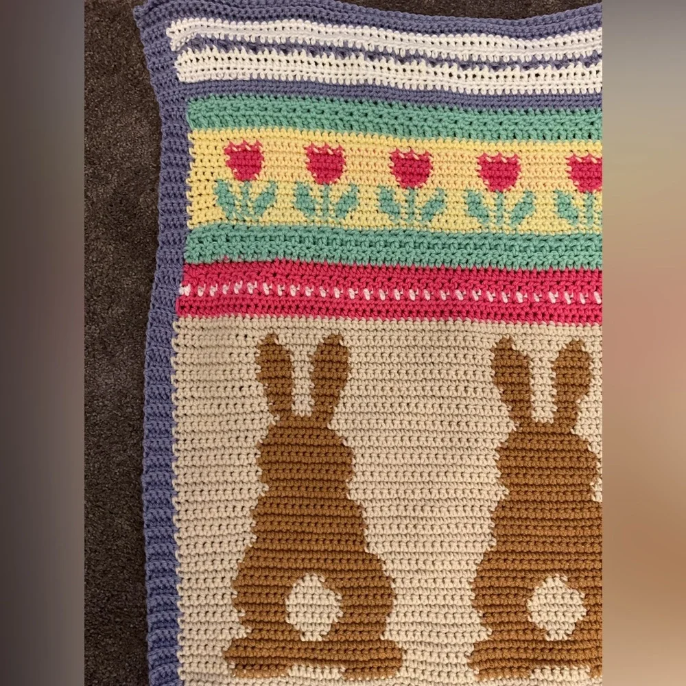 Handmade Crochet Easter Blanket - Picture 3 of 6